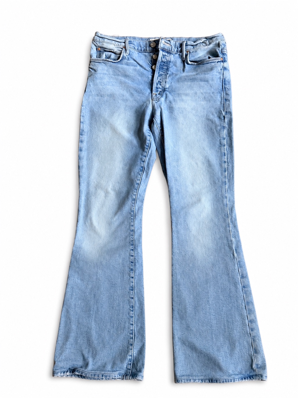 Mother The Stunner Cruiser Light Wash Button Fly Flare Jeans Size 30 Inseam 29